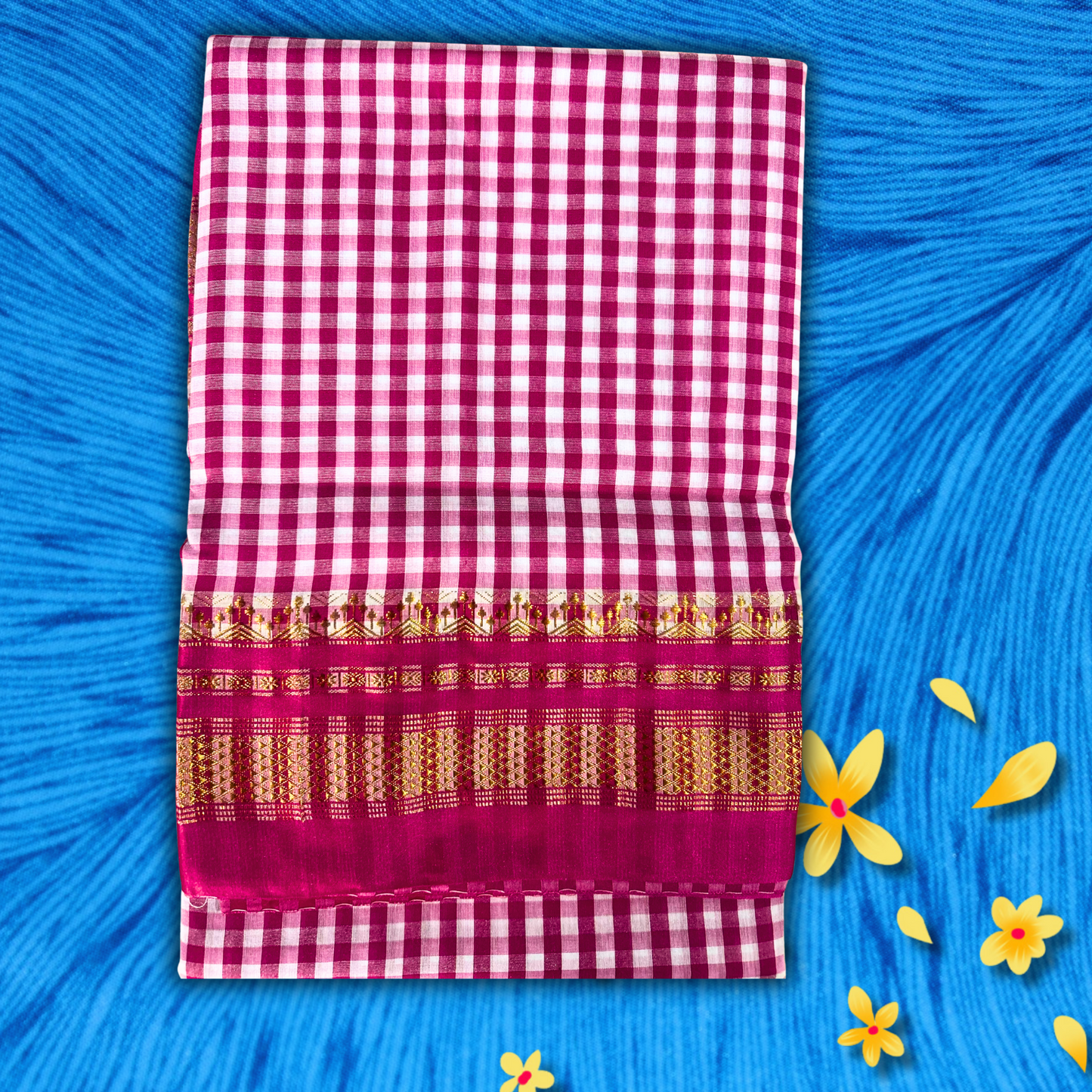 Pink Checks Ilkal Saree