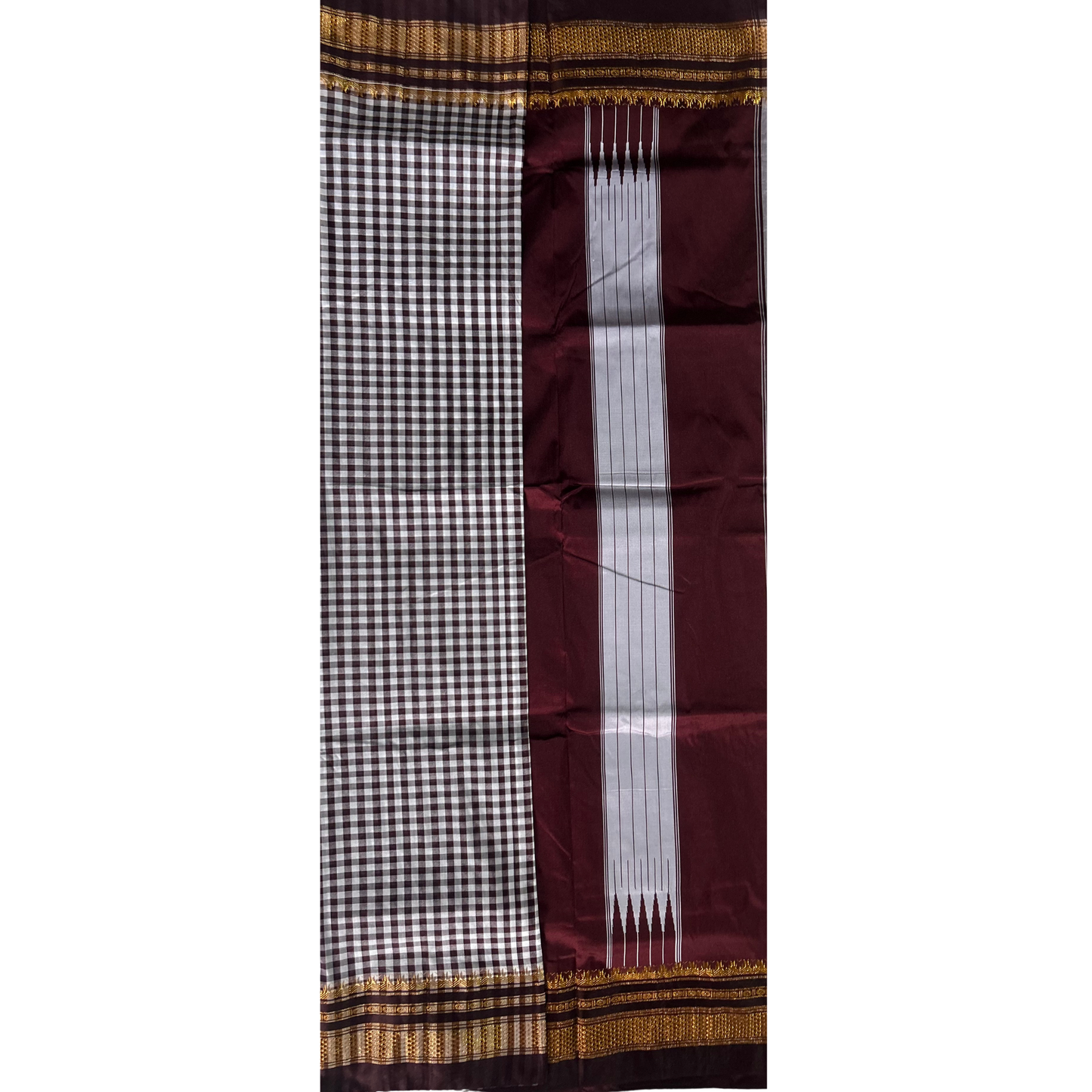 White Checks Ilkal Saree