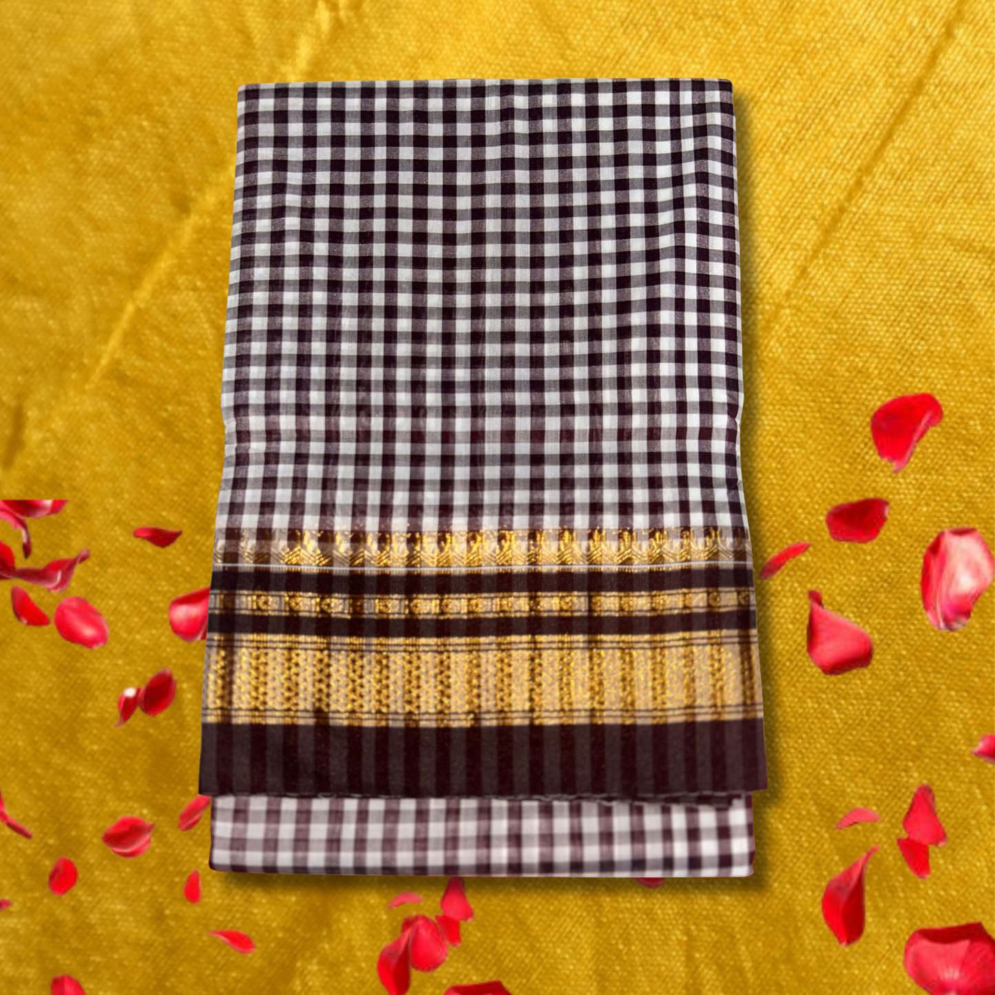 White Checks Ilkal Saree