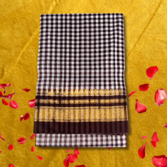 White Checks Ilkal Saree