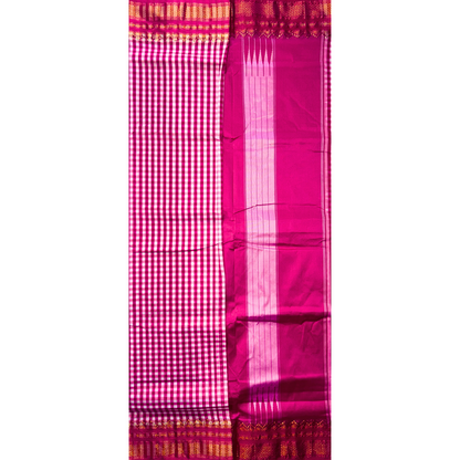 Pink Checks Ilkal Saree
