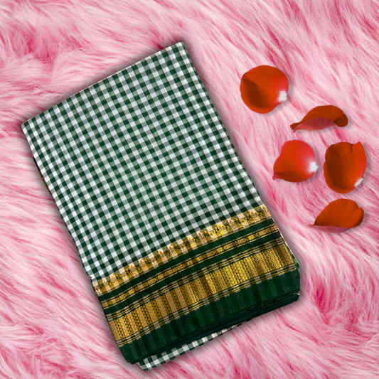 Green Checks Ilkal saree