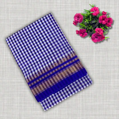 Blue Checks Ilkal Saree