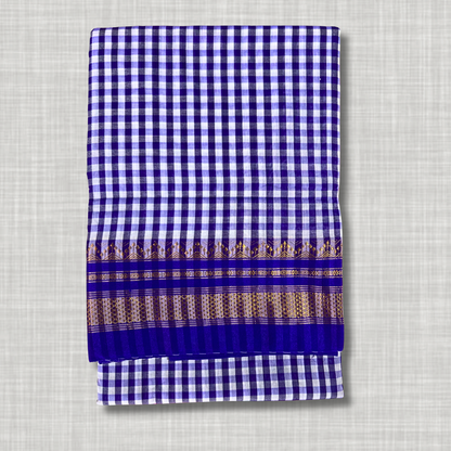 Blue Checks Ilkal Saree