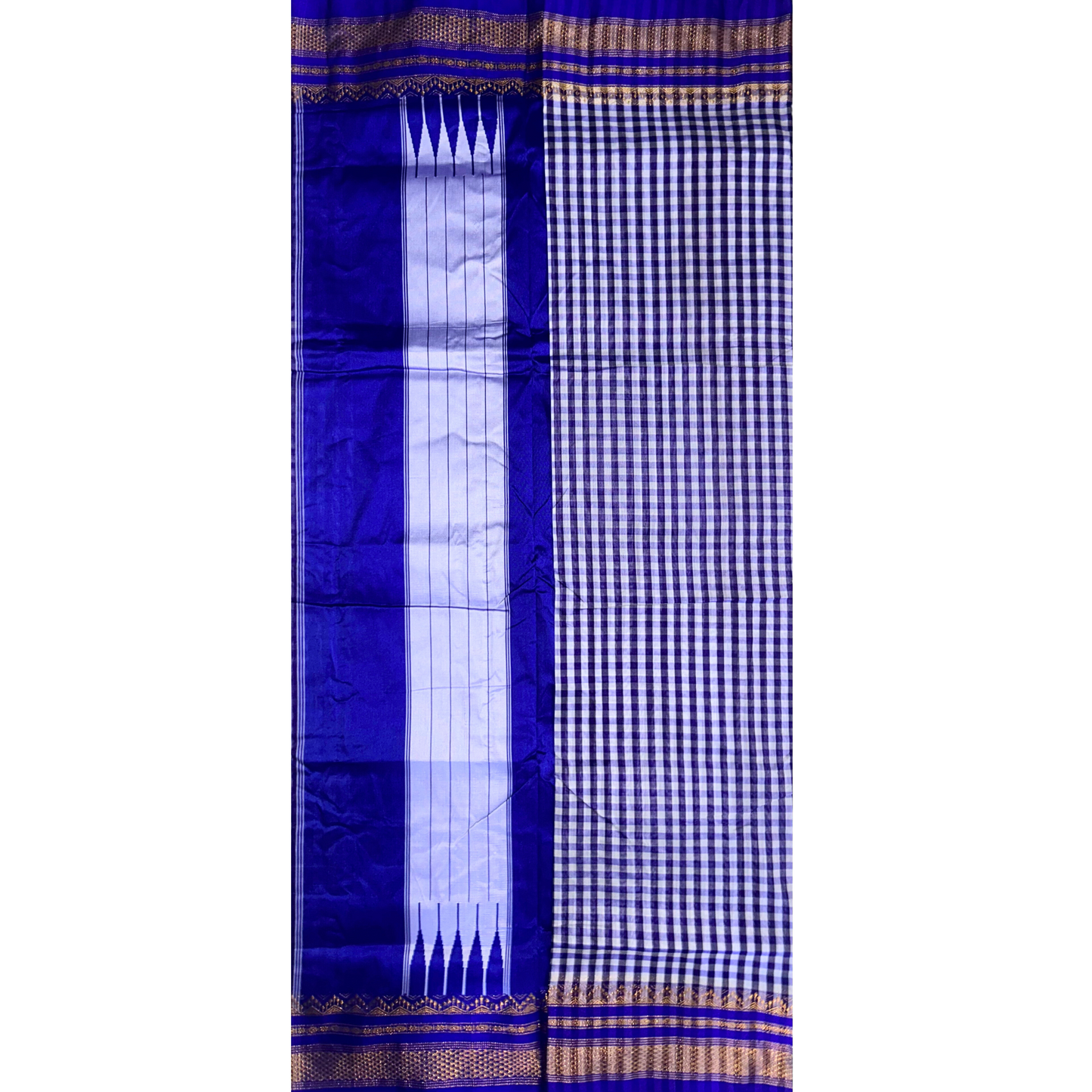 Blue Checks Ilkal Saree