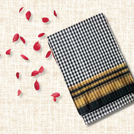 Grey Checks Ilkal Saree
