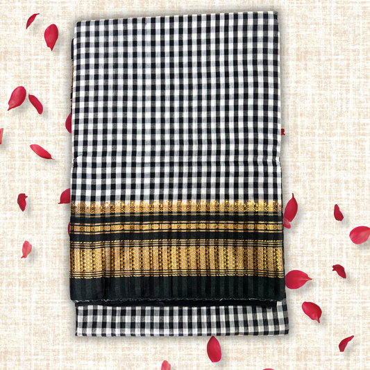 Grey Checks Ilkal Saree