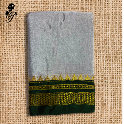 Grey Soft Silk Ilkal Saree(Green Border)