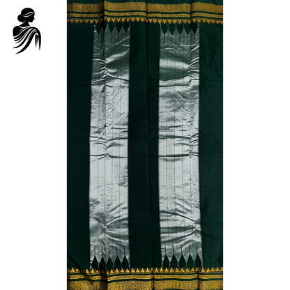 Grey Soft Silk Ilkal Saree(Green Border)