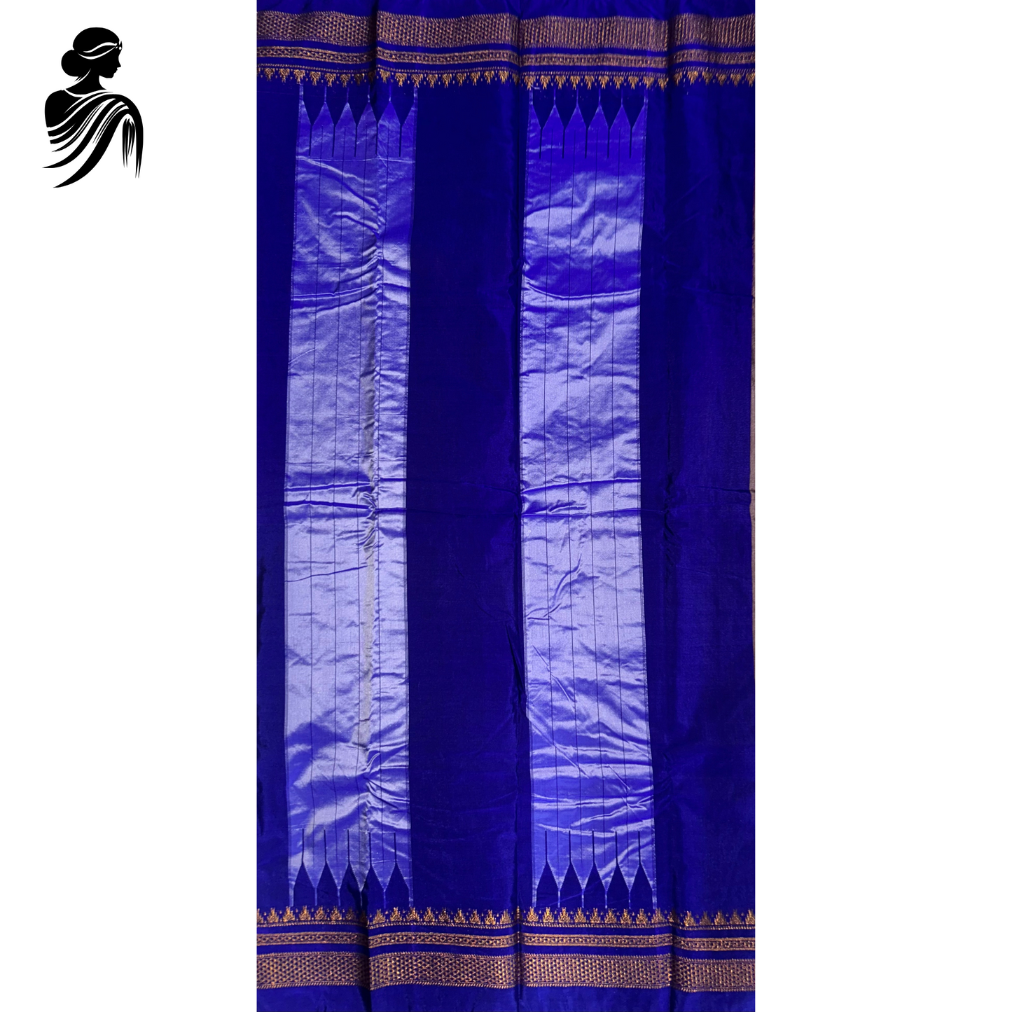 Grey Soft Silk Ilkal Saree (Blue Border)