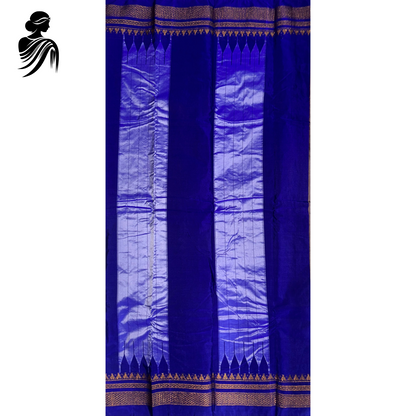 Grey Soft Silk Ilkal Saree (Blue Border)