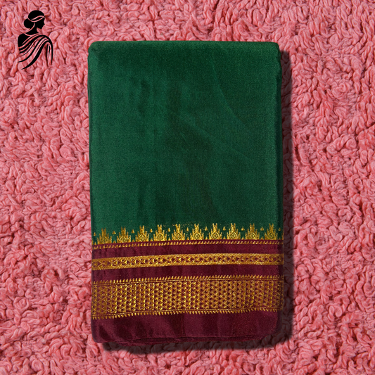 Dark Green Soft Silk Ilkal Saree